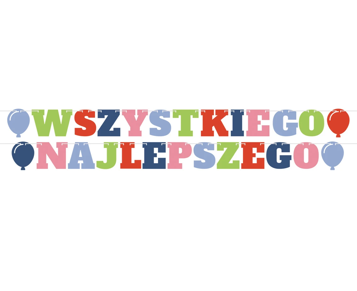 Girlanda Wszystkiego Najlepszego, 4 baloniki, 2x300 cm