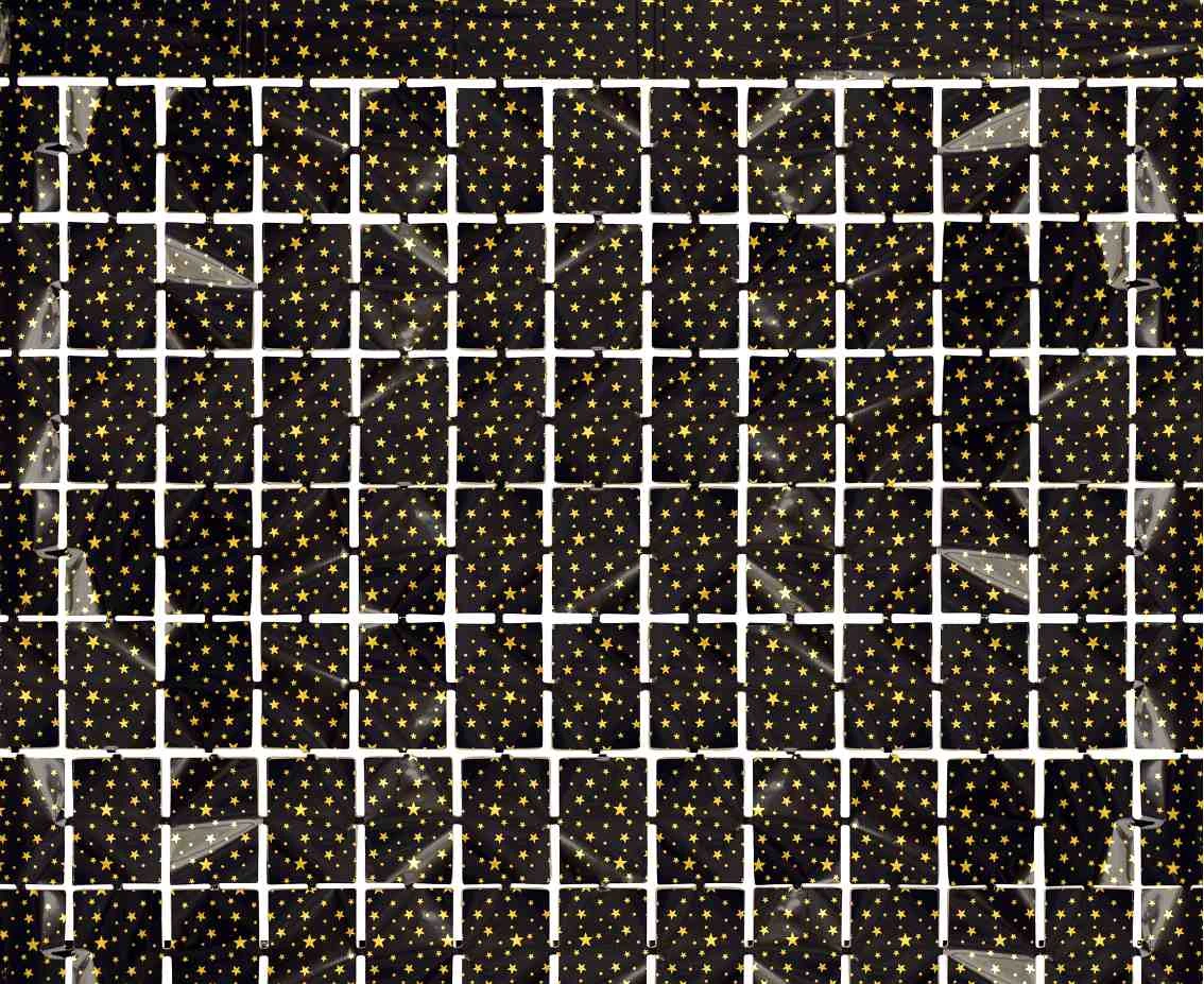 Kurtyna B&C Kwadrat-gwiazdki, metaliczna czarna, 100x200 cm