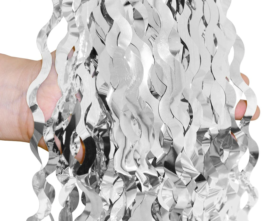 Kurtyna B&C Spirale, metaliczna srebrna, 100x200 cm