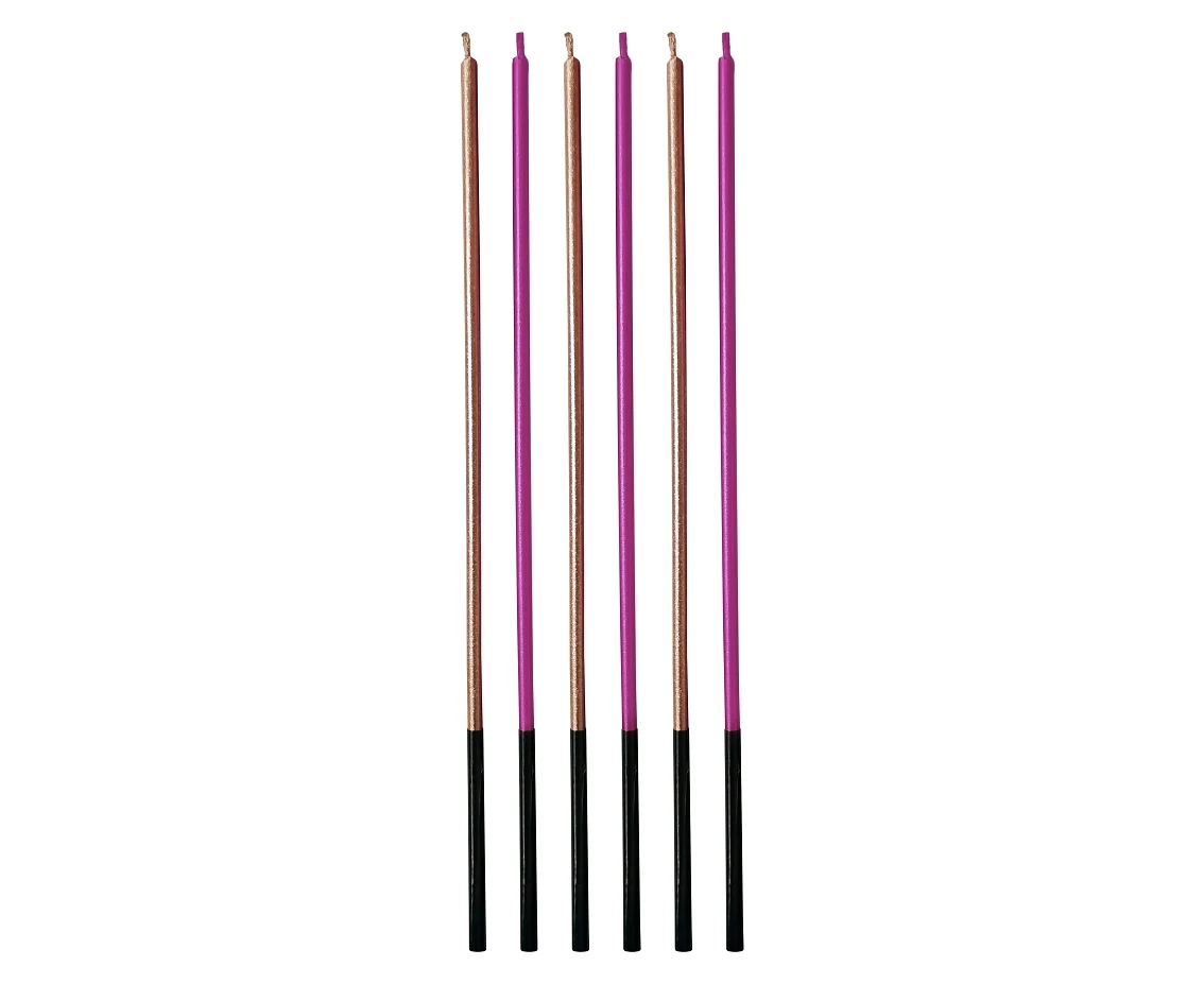 Świeczki B&C metaliczne, róż/złoty róż, 3x3x170mm, 6szt. KK