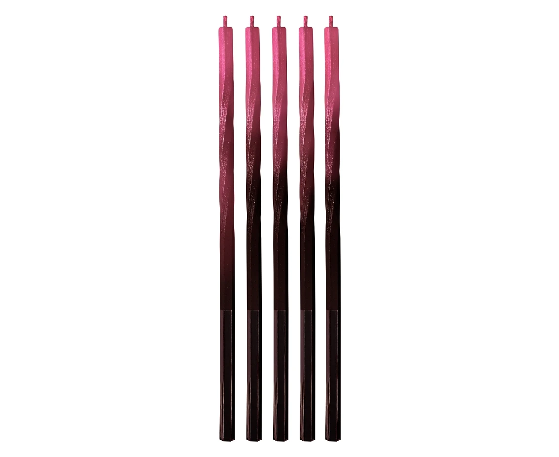 Świeczki B&C Świderki Ombre, czerwony/czarny, 5x5x150mm, 5 szt.