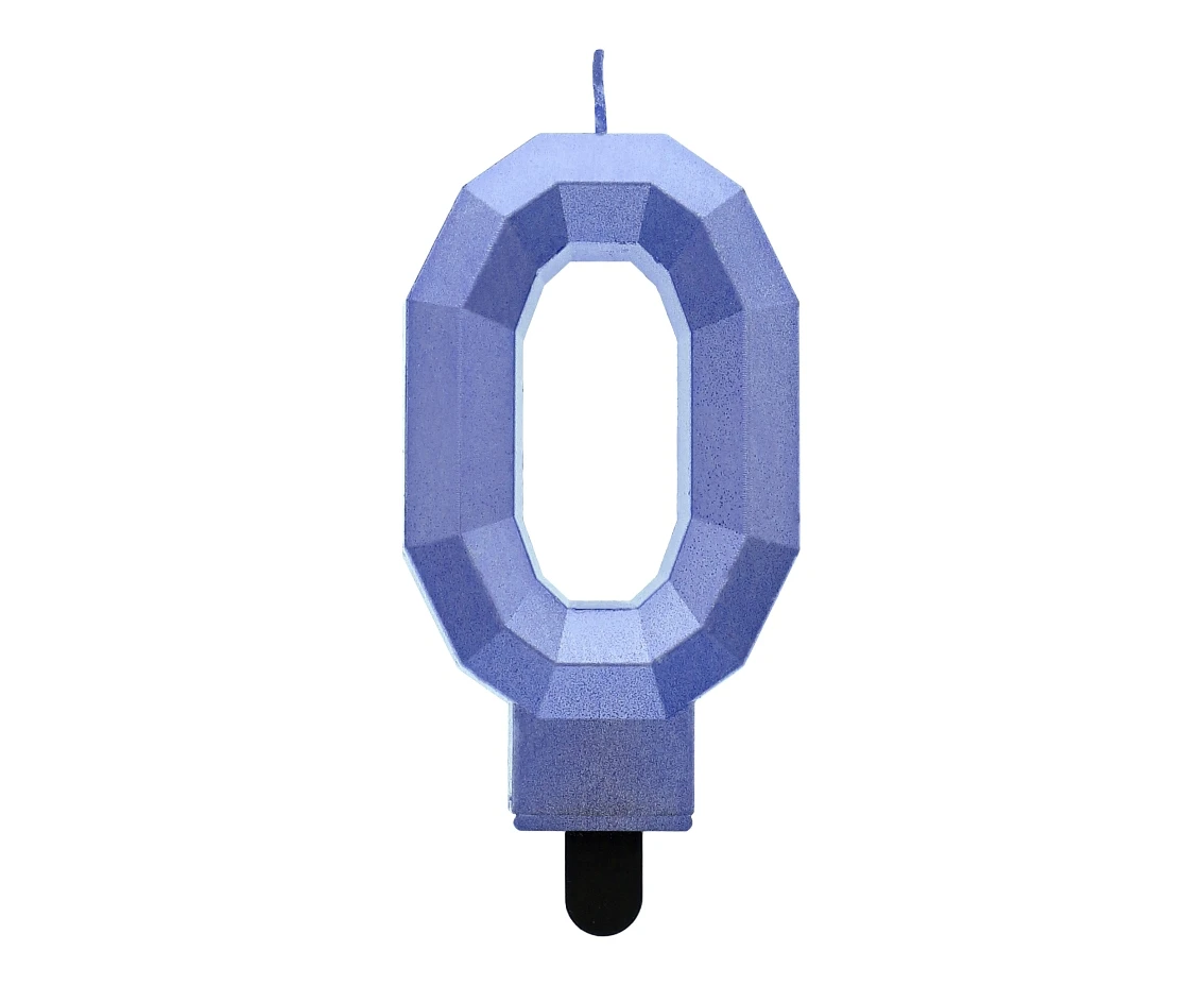 Świeczka cyferka 0 - Diament, metalik ciemnoniebieski, 7.6 cm KK