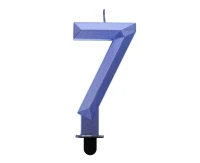 Świeczka cyferka 7 - Diament, metalik ciemnoniebieski, 7.6 cm KK