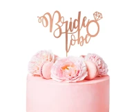 Dekoracja na tort Bride to be, różowo-złota KK