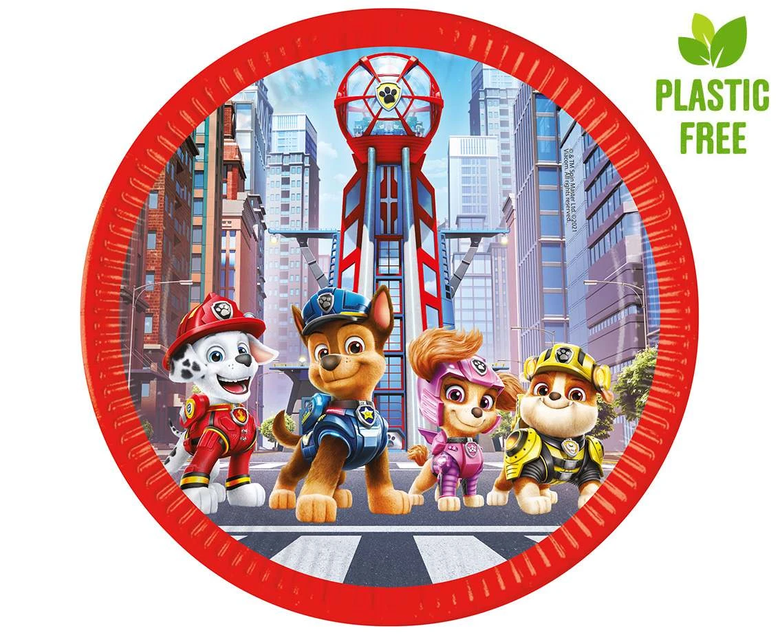 Talerzyki papierowe Paw Patrol: The Movie (Nickelodeon) next generation, 23cm, 8 szt. (plastic-free)