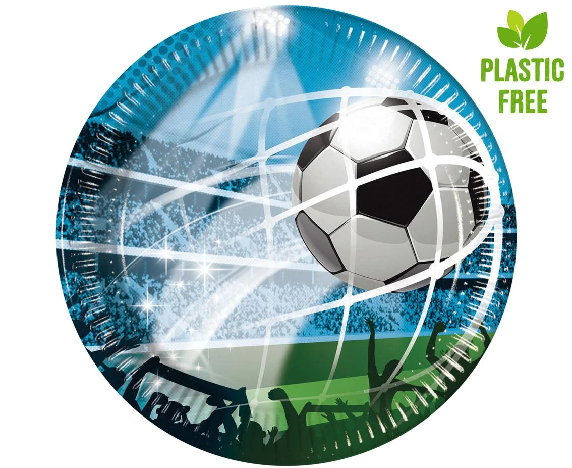 Talerzyki papierowe Soccer Fans (next generation) 23 cm, 8 szt. (plastic-free)