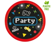 Talerzyki papierowe Gaming Party, next generation, 23cm, 8 szt. (plastic-free) KK