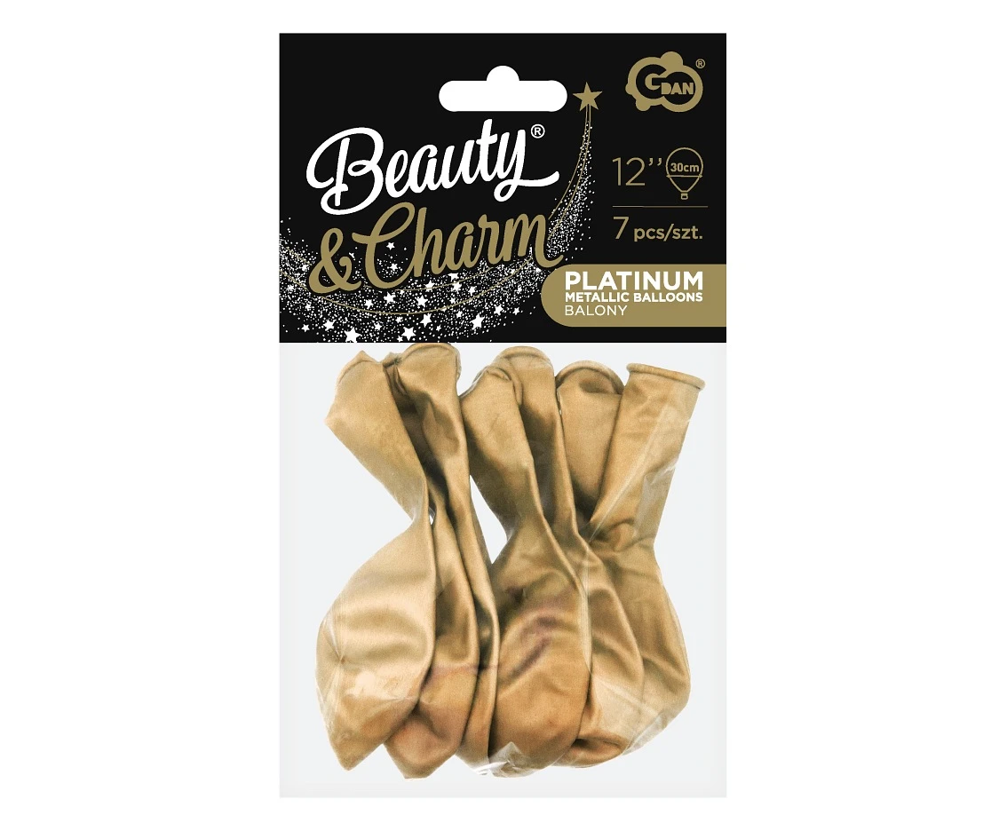 Balony B&C 12", platyna złote, 7szt.