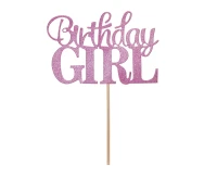 Dekoracja papierowa na tort Birthday Girl, 10x7 cm KK