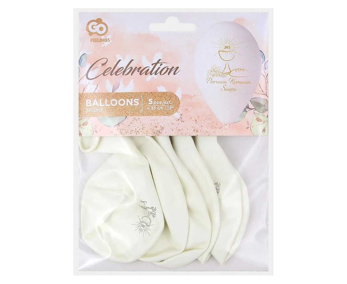 Balony Gemar 13", pastel premium hel pierwsza komunia św. (kielich), 5szt.