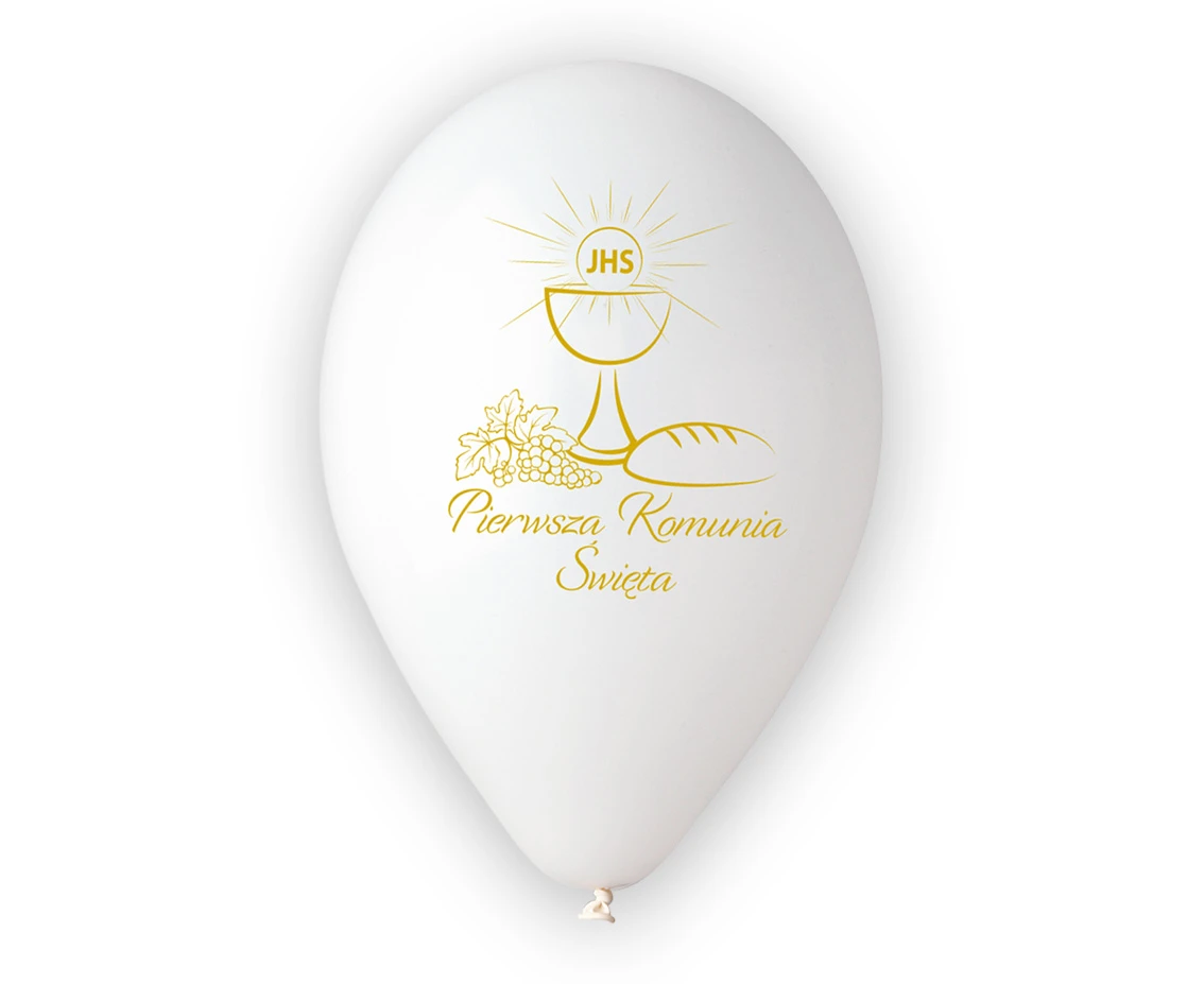 Balony Gemar 13", pastel premium hel pierwsza komunia św. (kielich, złoty nadruk), 25szt.