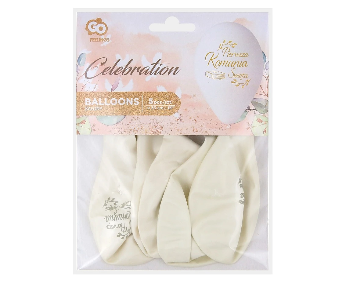 Balony Gemar 13", premium hel pierwsza komunia św. (biblia), metalik, 5szt.