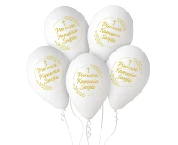 Balony Gemar 12", pastel premium "Pierwsza Komunia Święta"  (kłosy), 5szt.
