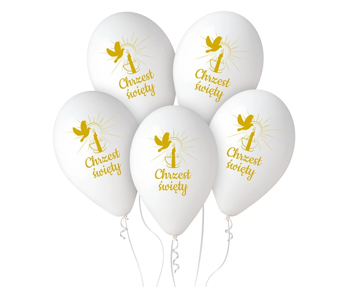 Balony Gemar 13", pastel premium hel chrzest św. (świeca), 5szt. KK