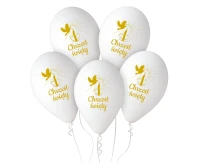 Balony Gemar 13", pastel premium hel chrzest św. (świeca), 5szt. KK