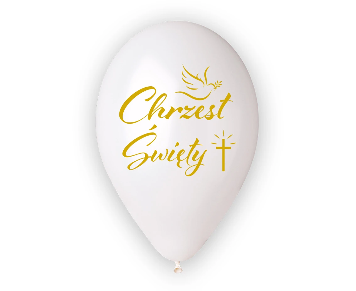 Balony Gemar 13", premium hel chrzest św. (krzyż), metalik, 5szt. KK