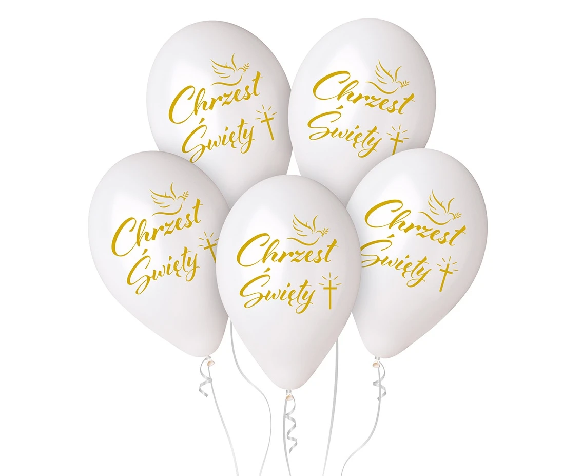 Balony Gemar 13", premium hel chrzest św. (krzyż), metalik, 5szt. KK