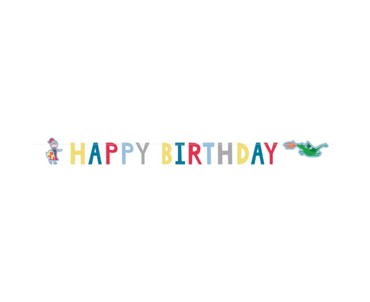Girlanda papierowa "Happy Birthday" Rycerz, 160x15 cm KK