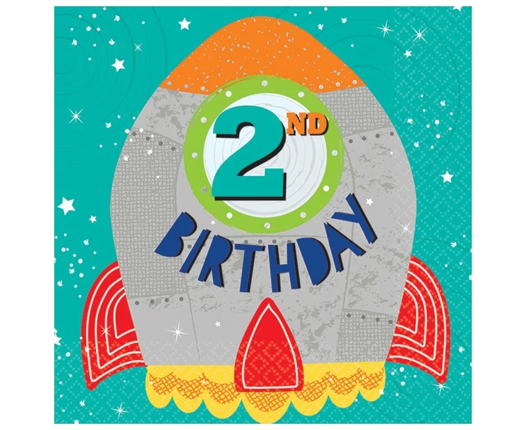 Serwetki pap. Blast Off 2nd Birthday, rozm. 33 x 33 cm, 16 szt. KK
