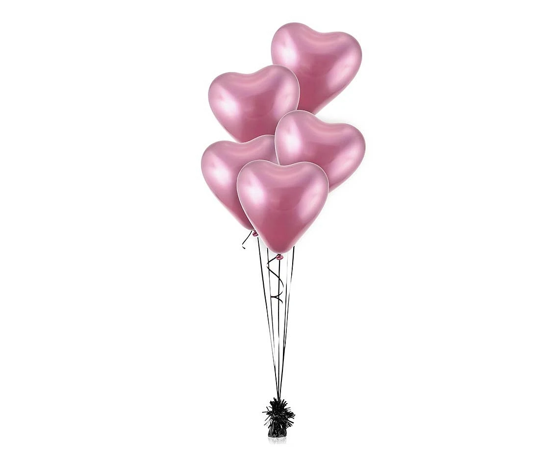 Balony B&C 12", platyna jasnoróżowe serca, 6szt.