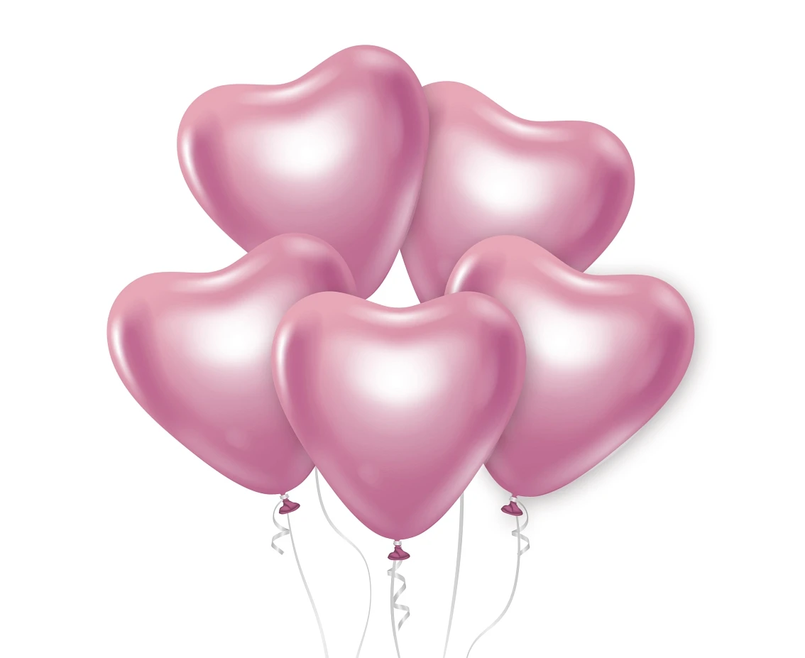 Balony B&C 12", platyna jasnoróżowe serca, 6szt.