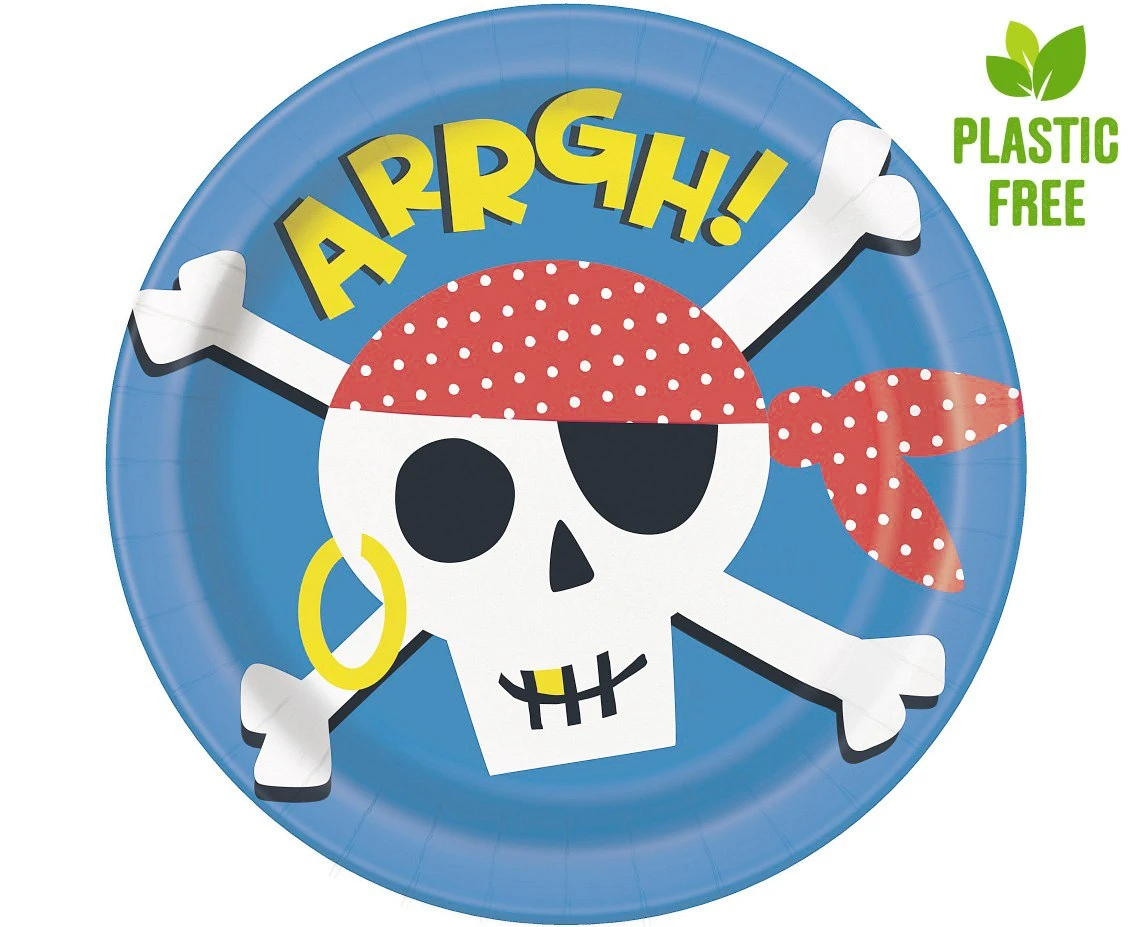 Talerzyki papierowe Ahoy Pirate, 23 cm, 8 szt. (plastic-free) KK