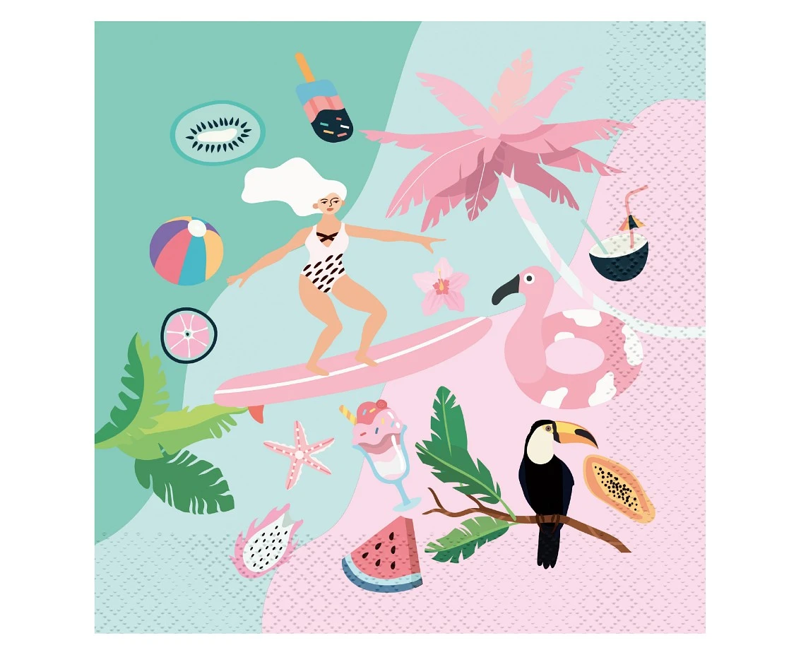 Serwetki Kolekcja Summer - Let''''s Party (surfing), certyfikat FSC, 33x33 cm/ 20 szt. KK