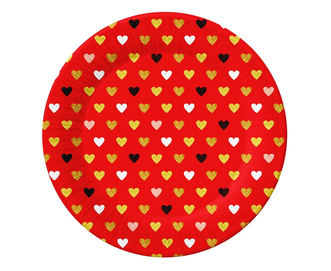 Talerzyki papierowe Kolekcja XOXO (czerwone), 18 cm/ 6 szt. KK