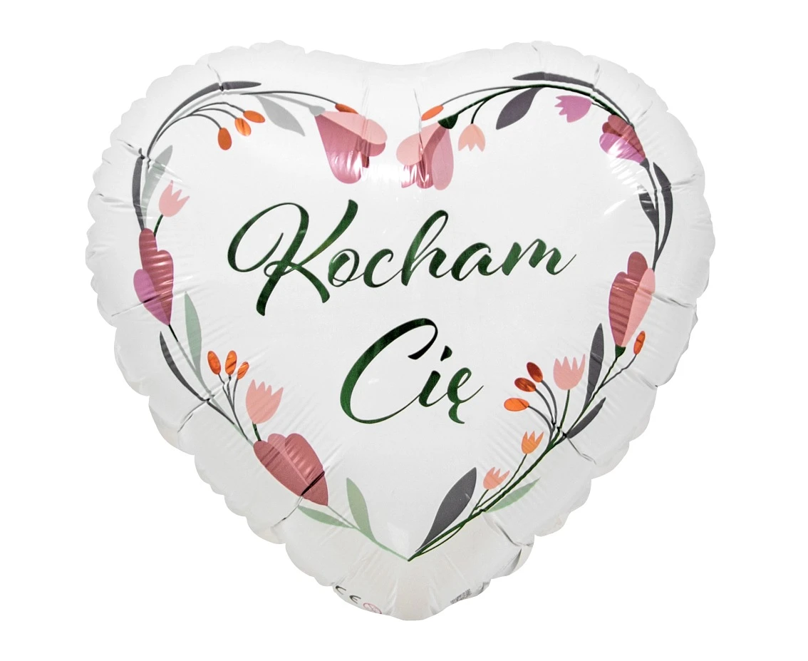 Balon foliowy Kocham Cię (białe serce), 18 cali KK