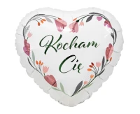 Balon foliowy Kocham Cię (białe serce), 18 cali KK