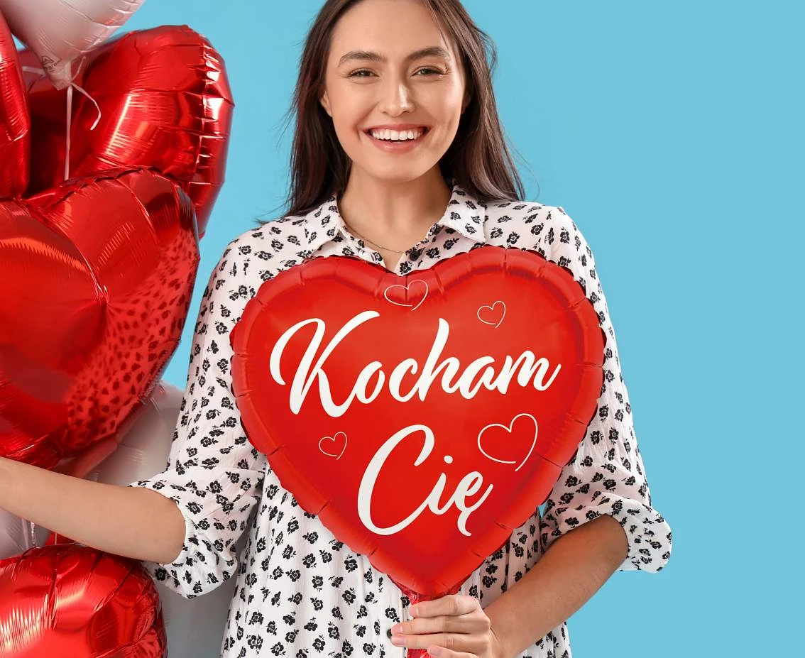 Balon foliowy Kocham Cię (czerwone serce), 18 cali AA