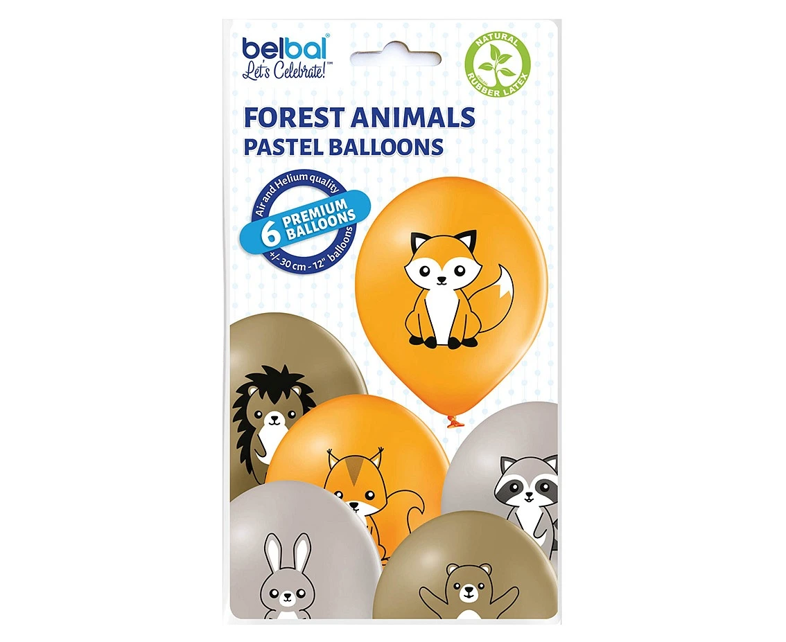 Balony Belbal 12", D11, forest animals pa mix, 6szt.