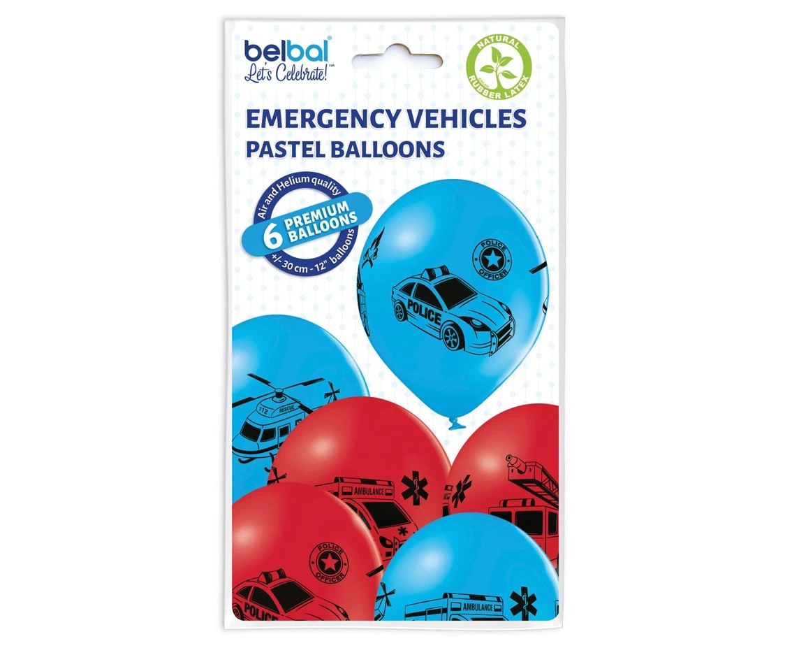 Balony Belbal 12", D11, emerg. vehicles PA mix, 6szt.