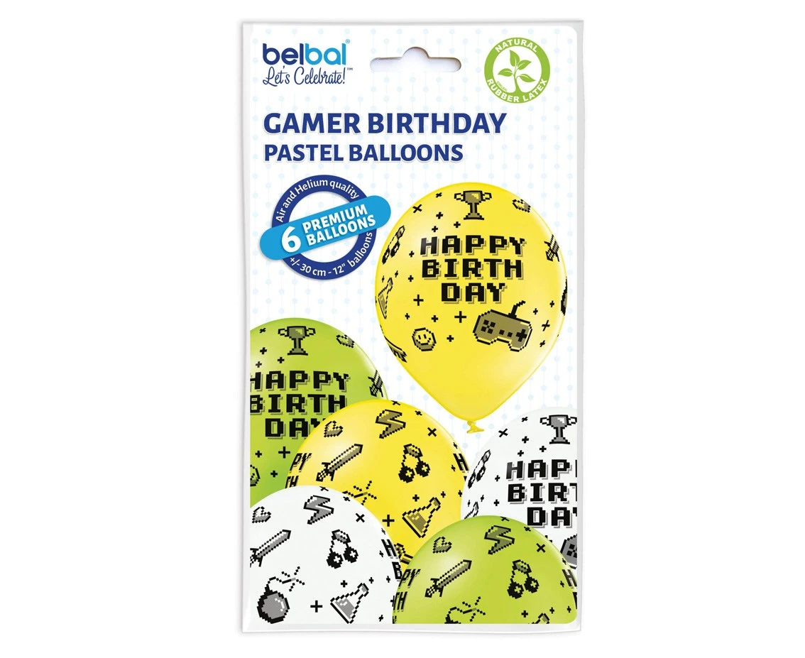 Balony Belbal 12", D11, gamer birthday PA mix, 6szt.