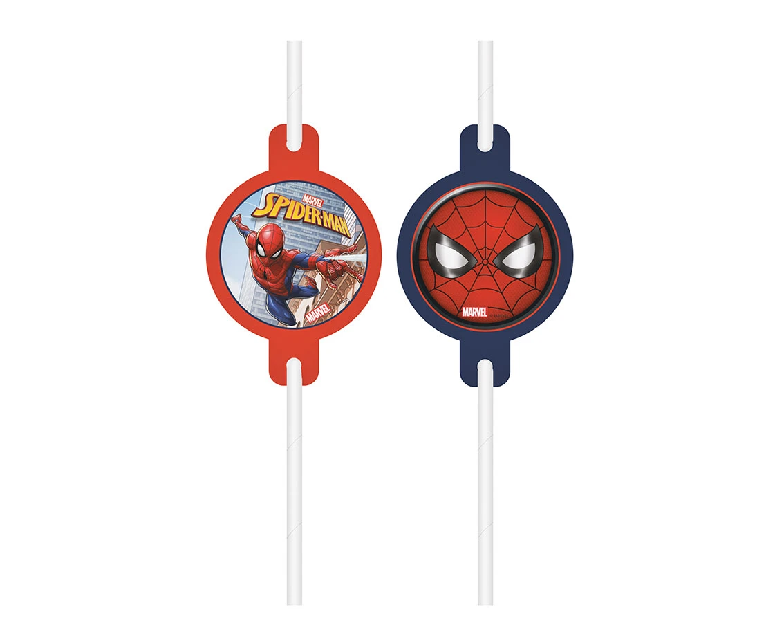 Rurki (słomki) papierowe z medalionem "Spiderman Crime Fighter", 4 szt. KK