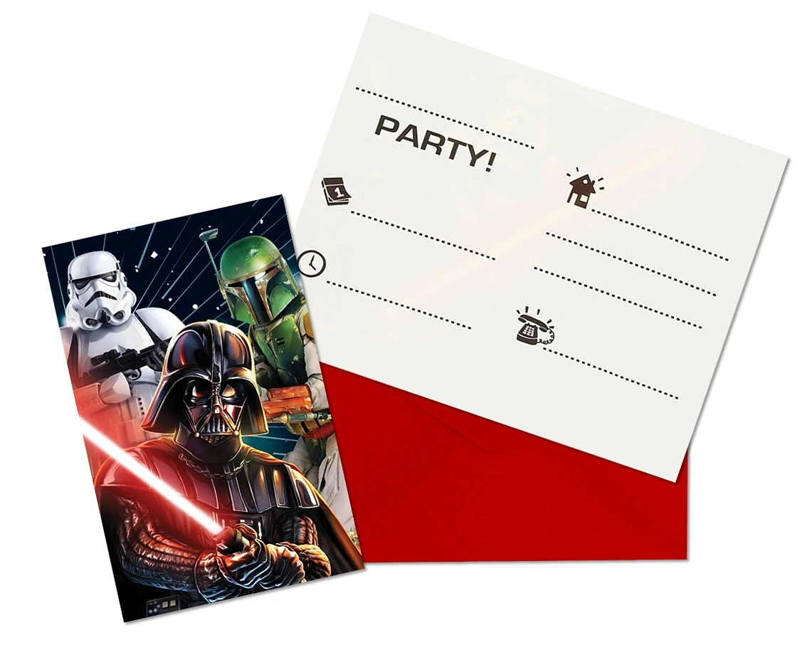 Zaproszenia z kopertami "Star Wars-Galaxy", 6 szt.