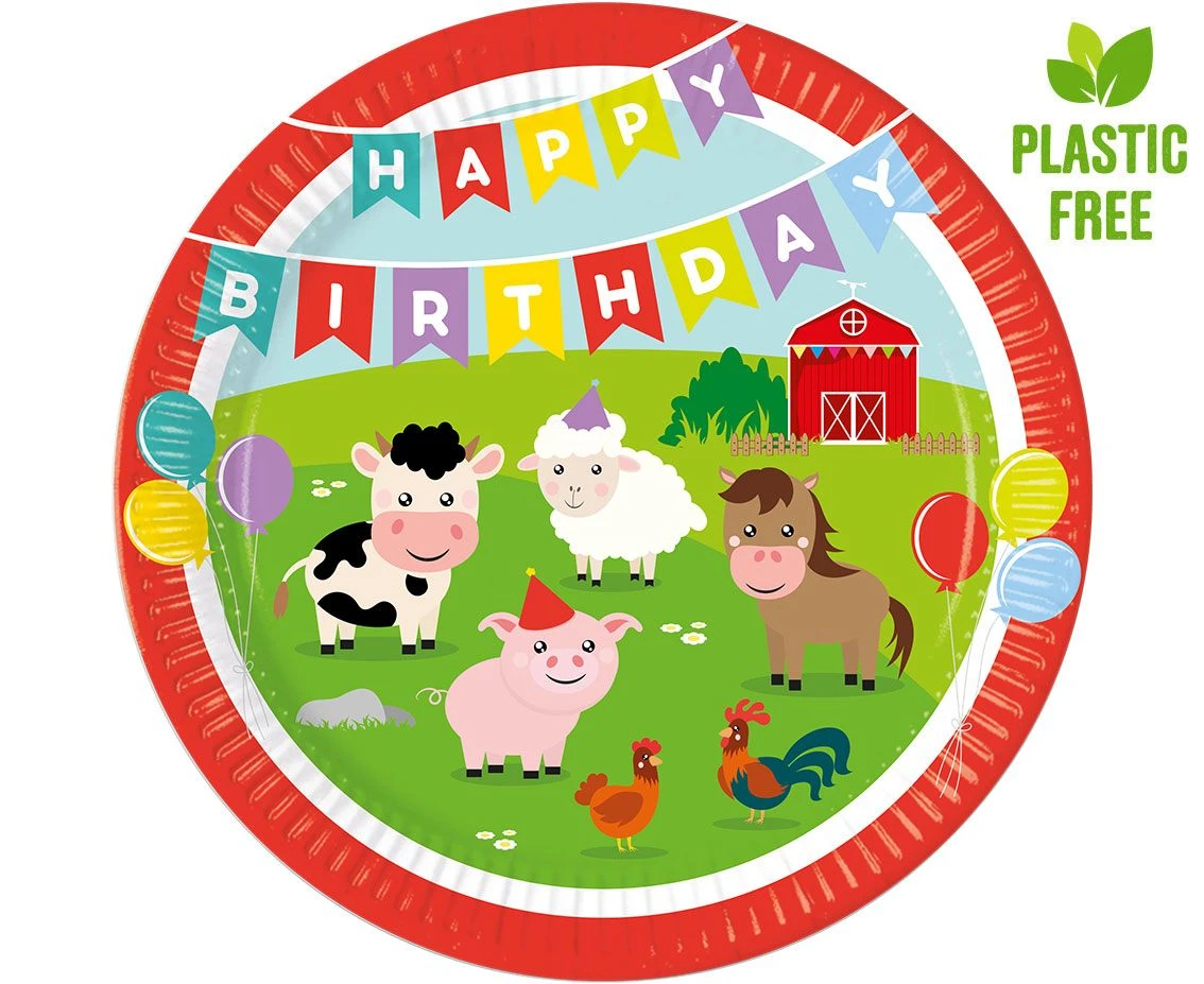 Talerzyki papierowe Farm, next generation, 23cm, 8 szt. (plastic-free) KK