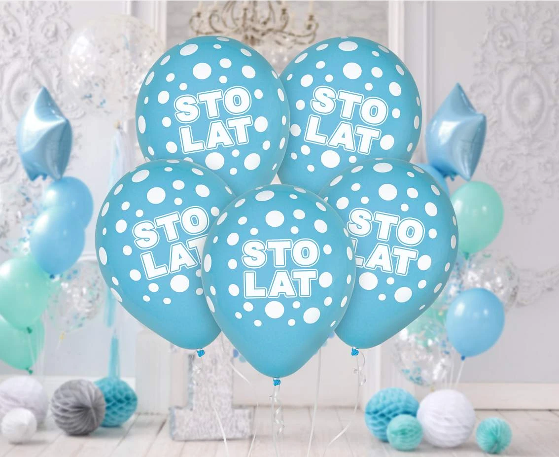 Balony Sto Lat, niebieskie, 12"/ 5 szt.