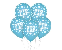 Balony Sto Lat, niebieskie, 12"/ 5 szt.