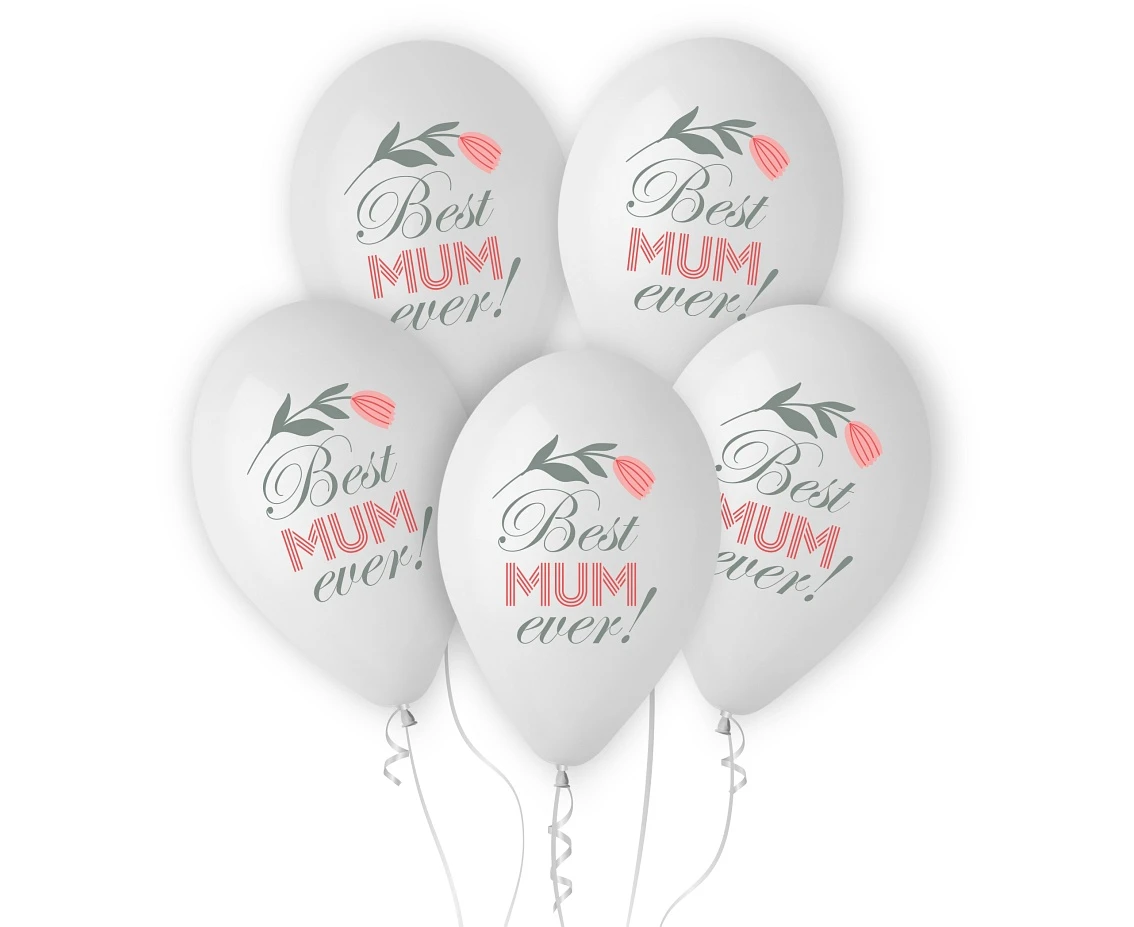 Balony Best Mum Ever, 12"/ 5 szt. KK