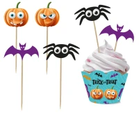Zestaw pikerów i papilotek do muffinek Boo, 6 + 6 szt.