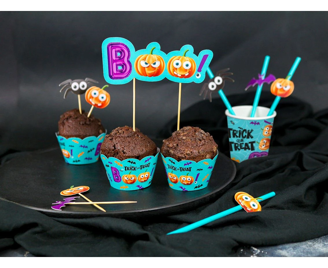 Dekoracja na tort Boo Dynie Halloween KK