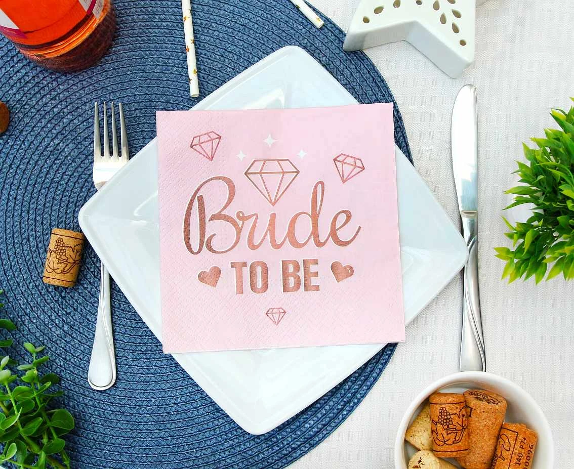 Serwetki Bride To Be (różowe), certyfikat FSC, 33x33 cm/ 20 szt. KK