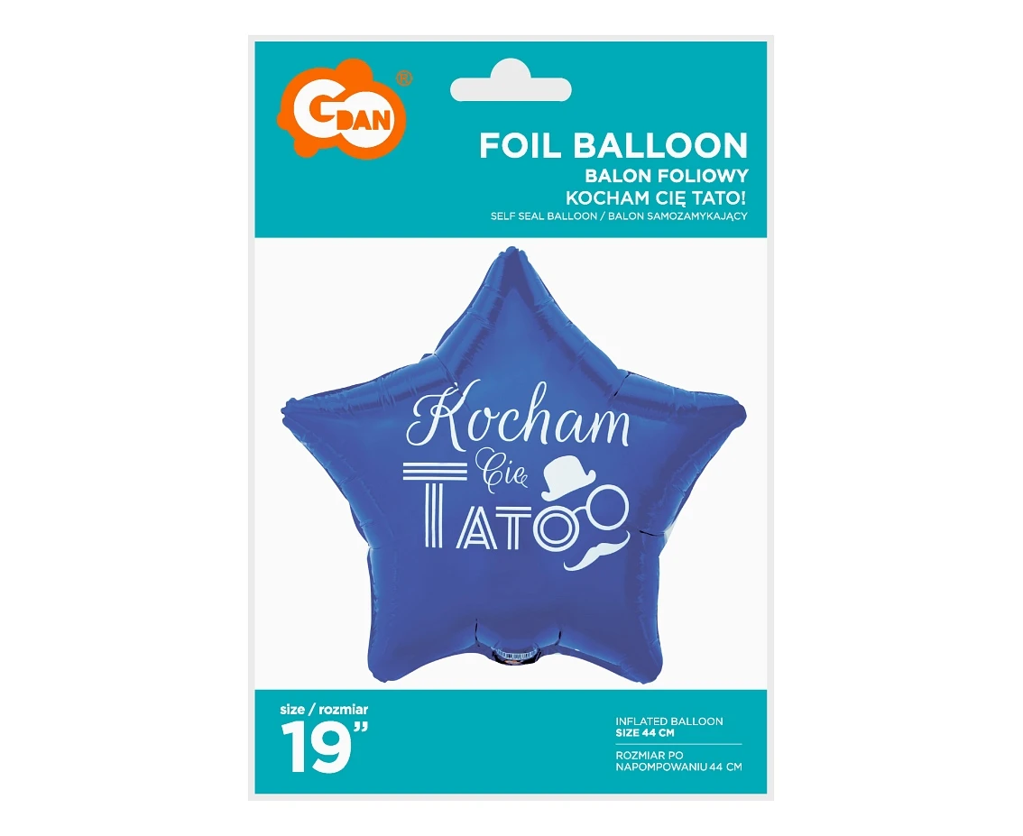 Balon foliowy Kocham Cię Tato (niebieski), 19" KK