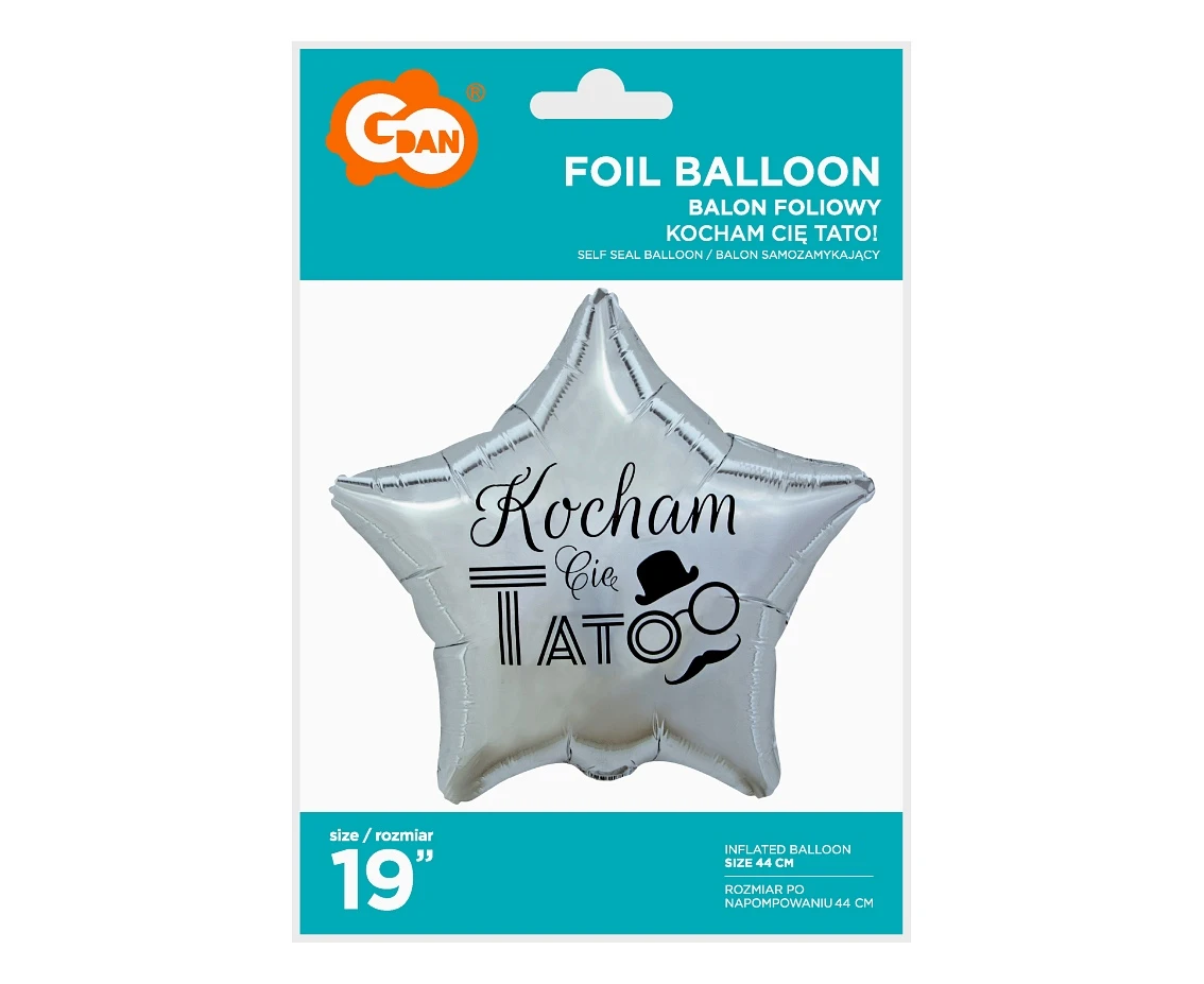 Balon foliowy Kocham Cię Tato (srebrny), 19" KK