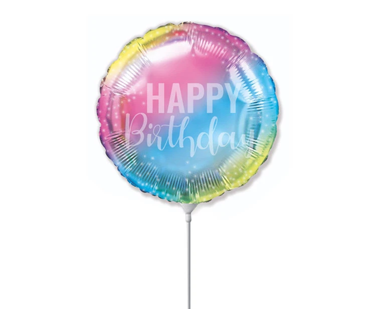 Balon foliowy 9" FX - Happy Birthday (gradient pastelowy), niepakowany