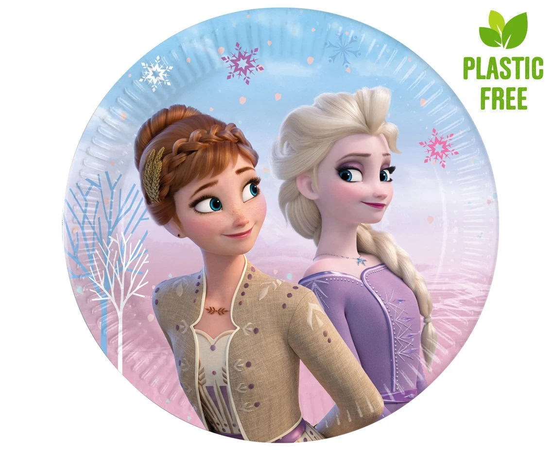 Talerzyki papierowe Frozen 2: Wind Spirit, next generation, 20cm, 8 szt. (plastic-free) KK
