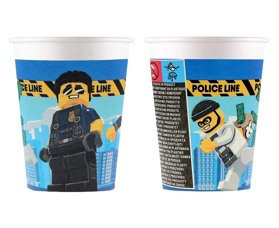 Kubeczki papierowe (WM) Lego City, 200ml, 8 szt. (SUP label) KK