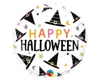 Balon foliowy 18" QL RND "Happy Halloween" (kapelusze czarownicy) KK