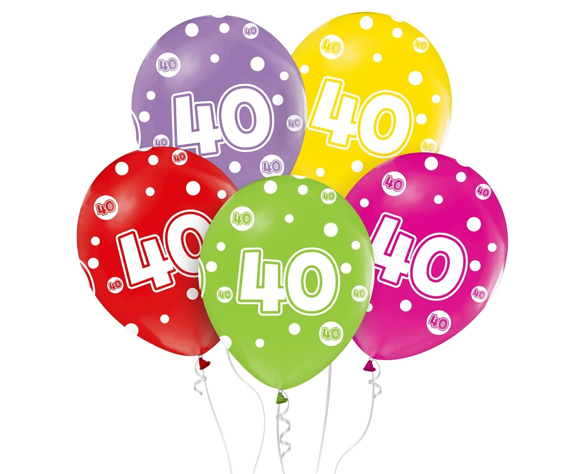 Balony z cyframi: 40, 12 cali/ 5 szt.